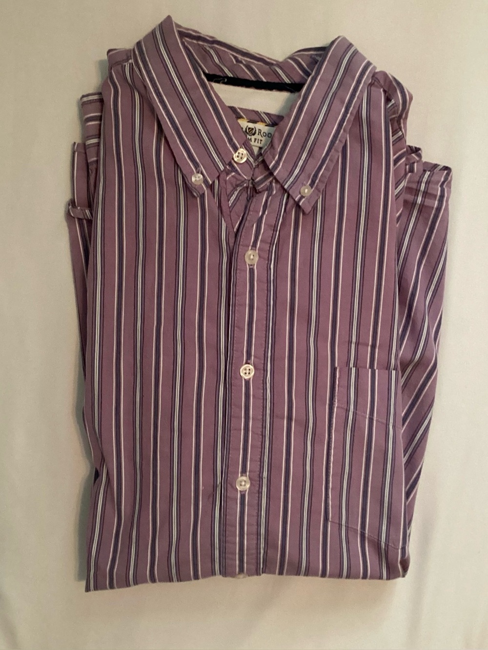 Club Room Men’s Slim Fit Purple Stripe 100% Cotton Dress Shirt Size XL